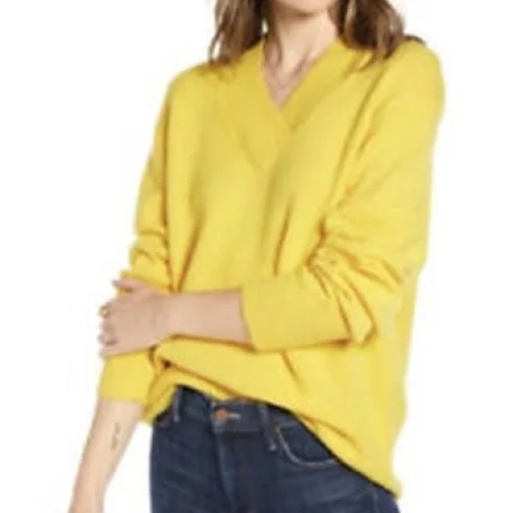 Treasure & Bond Bright Yellow V-Neck Sweater